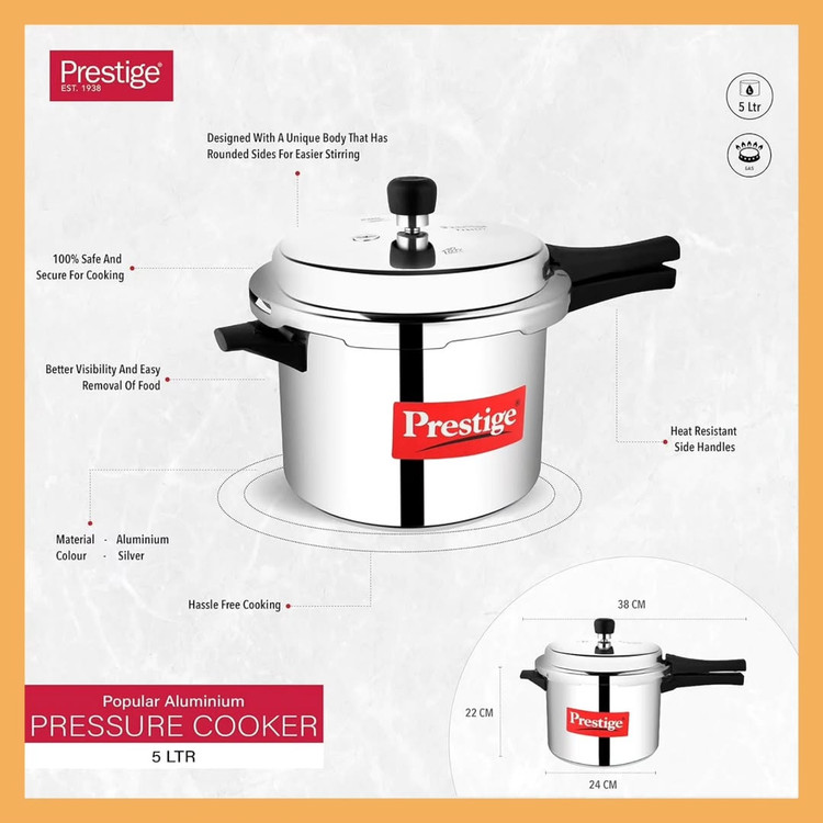 زودپز برند: پرستیژ ۵ لیتری مدل:Prestige Popular 5L Aluminium
