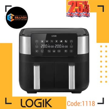 هواپز دوقلو(سرخ کن بدون روغن) برند: لوجیک( LOGIK) مدل: L72AFB23 - استوک