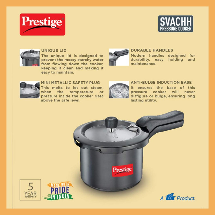 زودپز برند: پرستیژ(prestige) مدل :Svachh Hard Anodised Pressure Cooker
