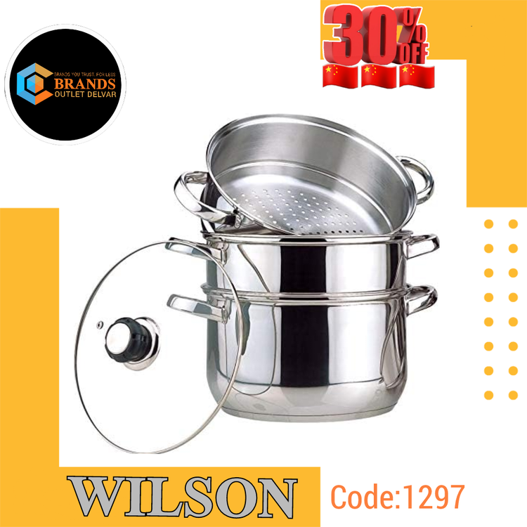 قابلمه بخارپز سه طبقه استیل برند: ویلسون(Wilson) مدل: JY174/28 