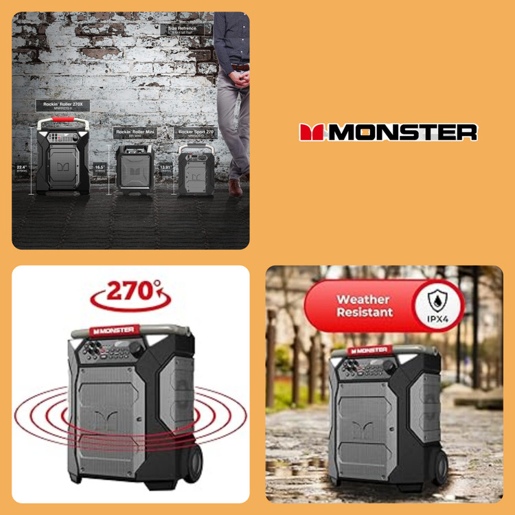 اسپیکر بلوتوثی قابل حمل برند: مانستر(MONSTER) مدل: ROCKIN ROLLER 270