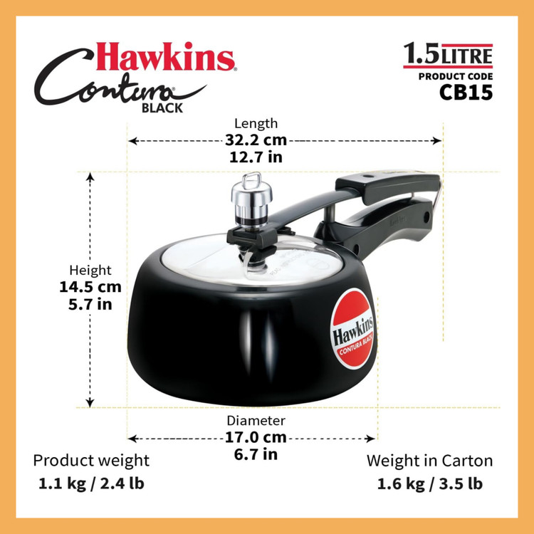 زودپز برند: هاوکینز(Hawkins) 1.5 لیتری مدل: CBContura Black)