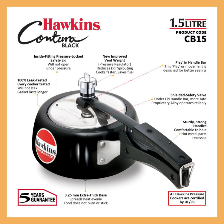 زودپز برند: هاوکینز(Hawkins) 1.5 لیتری مدل: CBContura Black)
